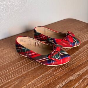 Janie and Jack Big Girls Size 10 Red Tartan Plaid Holiday Ballet Flats Shoes